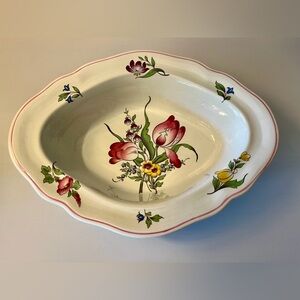 Spode Marlborough Sprays Floral Oval Pink Trim Edge Vegetable Serving Bowl